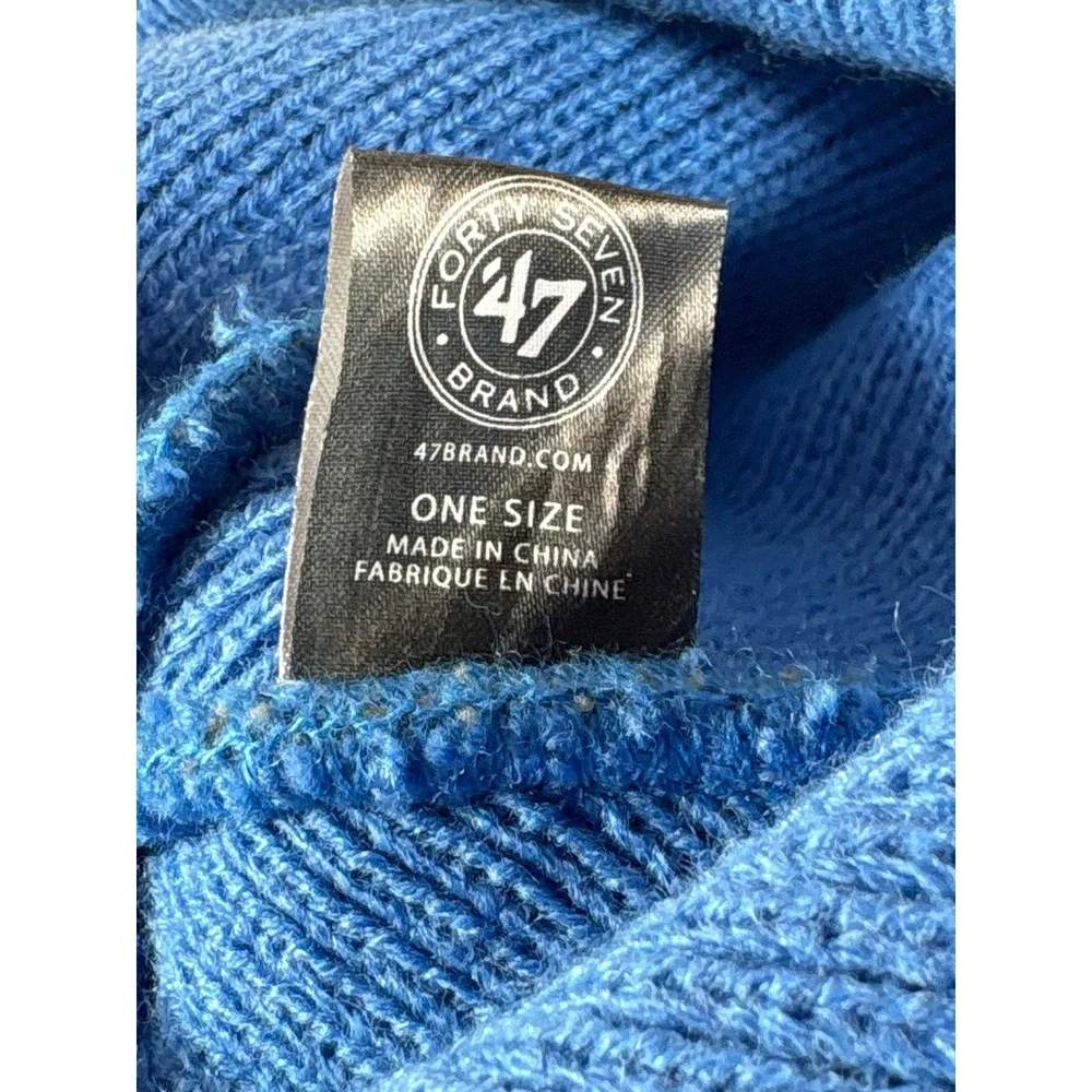 47 Brand Houston Oilers Beanie Hat Blue‎ Red Striped Knit Pom Cuffed OSFA NFL